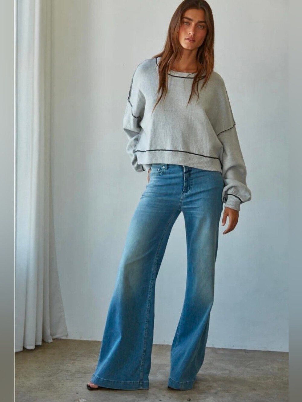 Antropologie Landon Knit Boat Neck Oversized Sweater Gray Small,Med,Large NWT$